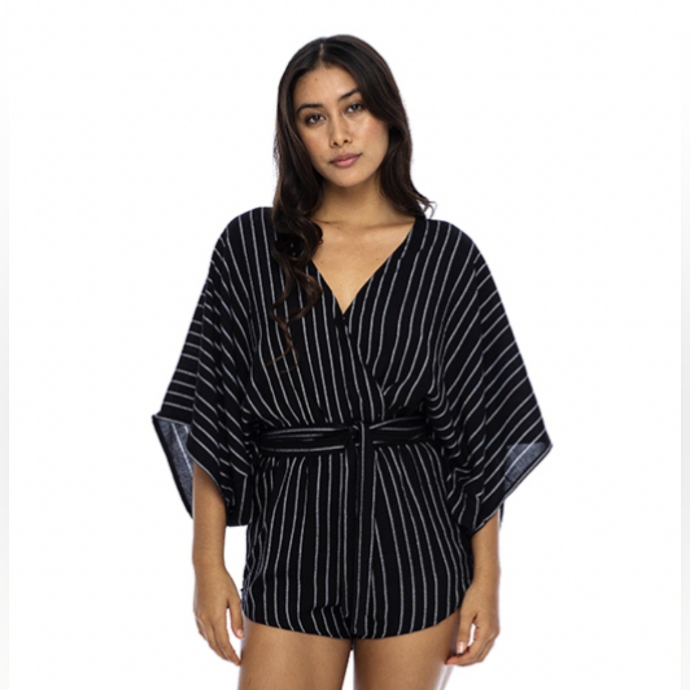 NWT: Indah Black & White Sunday Kimono Romper
